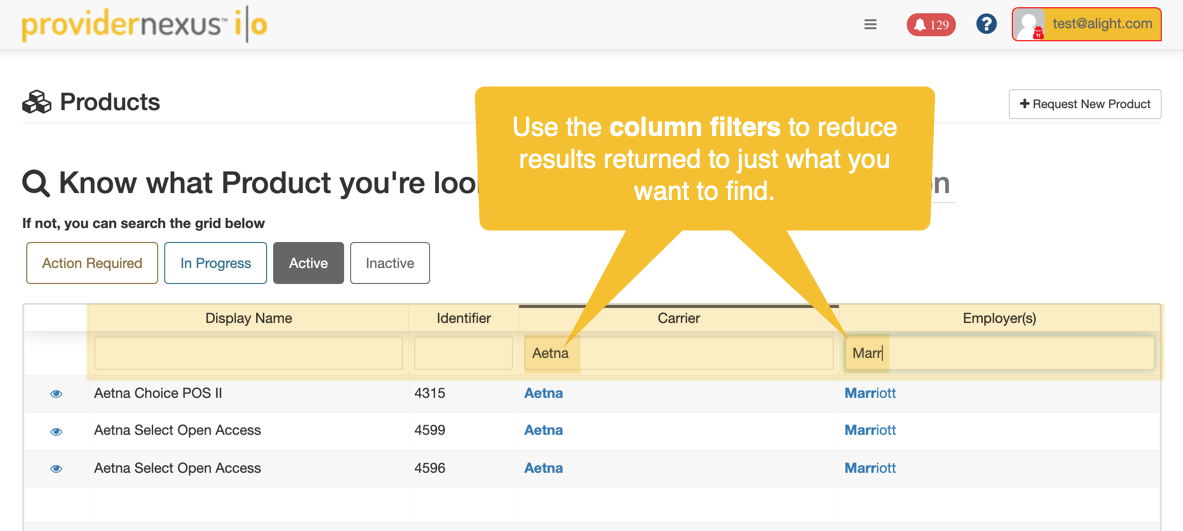 Product Dashboard - Filters